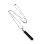 Pendant necklace featuring simple rectangular bar design