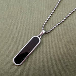 Close-up of matching sleek chain included with minimalist bar pendant necklace