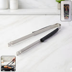 Premium stainless steel chimta kitchen tongs with strong grip