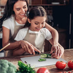 Close-up of smooth stainless steel surface vegetable and fruit cutting board