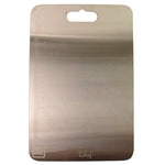 Top view of compact stainless steel kitchen chopping board