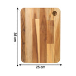 Full surface view of steel oak cutting board with sturdy wooden handle