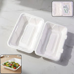 Vegnar 9x6 inch bagasse clamshell food box with hinged lid