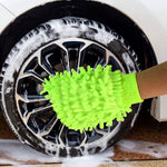Secure grip elastic cuff on microfiber car wash glove mitt