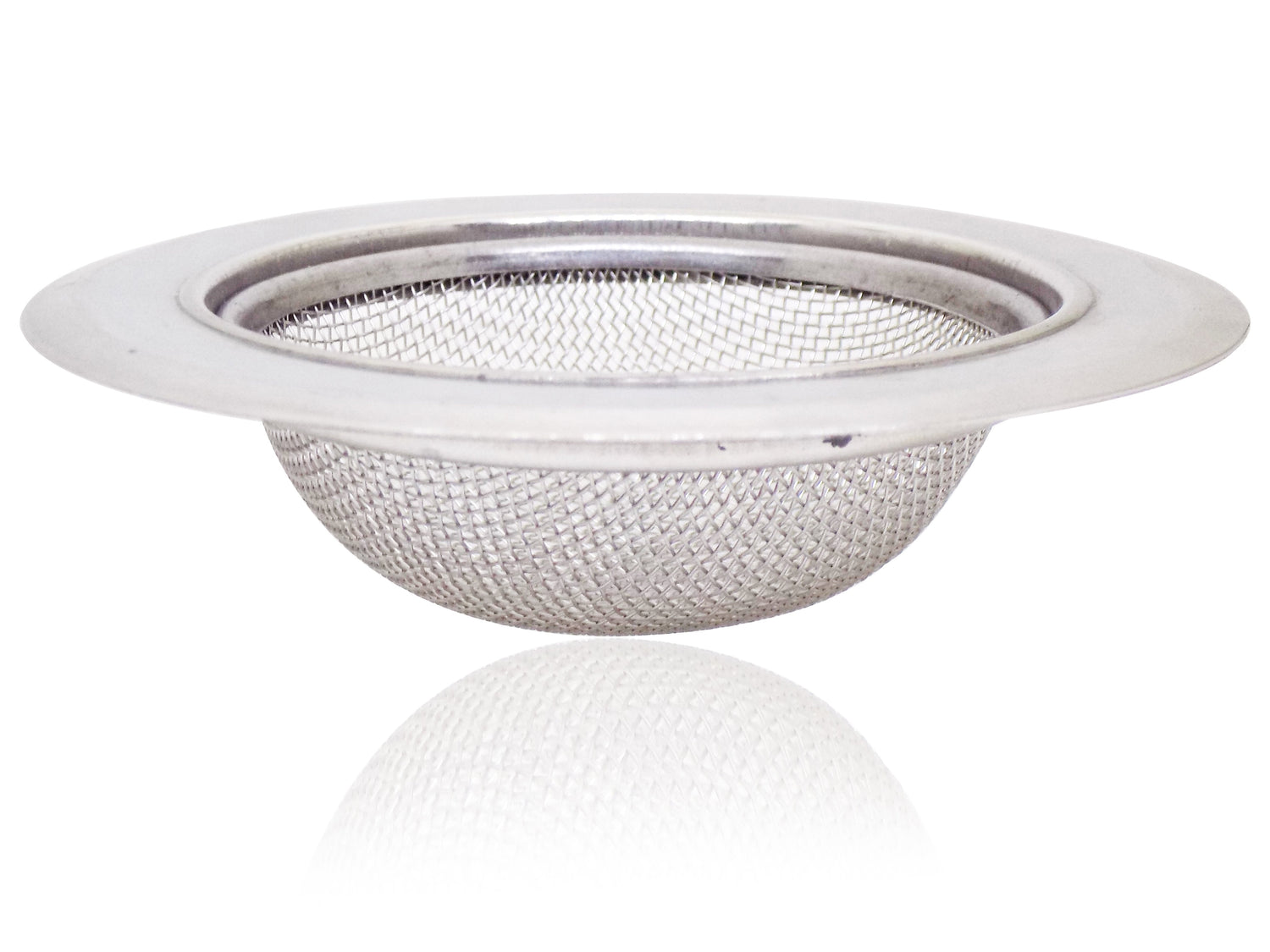 Stainless steel sink strainer seamlessly installed in a modern kitchen basin.