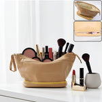 Spacious dual-compartment cosmetic bag for brushes and tools