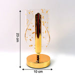 Contemporary crystal lamp with metal base and stylish golden leaf design