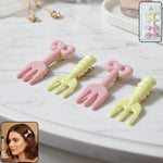 Pastel mini fork-shaped hair clips set showing unique design