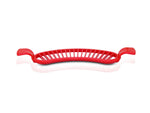 Close-up of the banana slicer's handle and cutting blades for precise use.