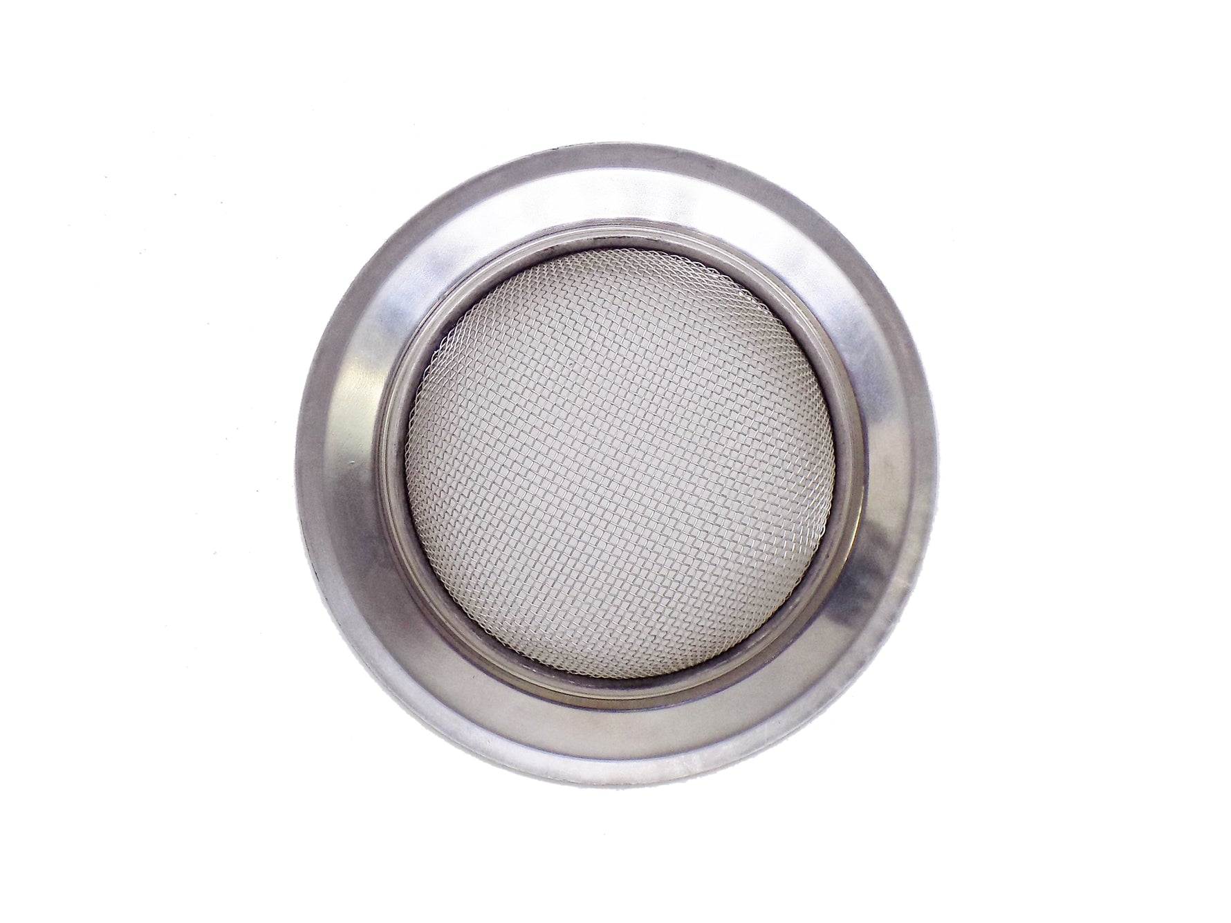 Side angle view of the durable stainless steel sink accessory.