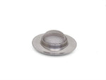A single stainless steel sink strainer ready to be installed.