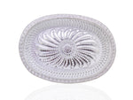 Top-down view of the oval silver serving tray, ideal for festive spreads.