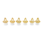 Decorative LED tealight candle with golden diya design illuminated