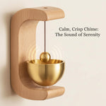Meditation bell resting on sturdy wooden stand
