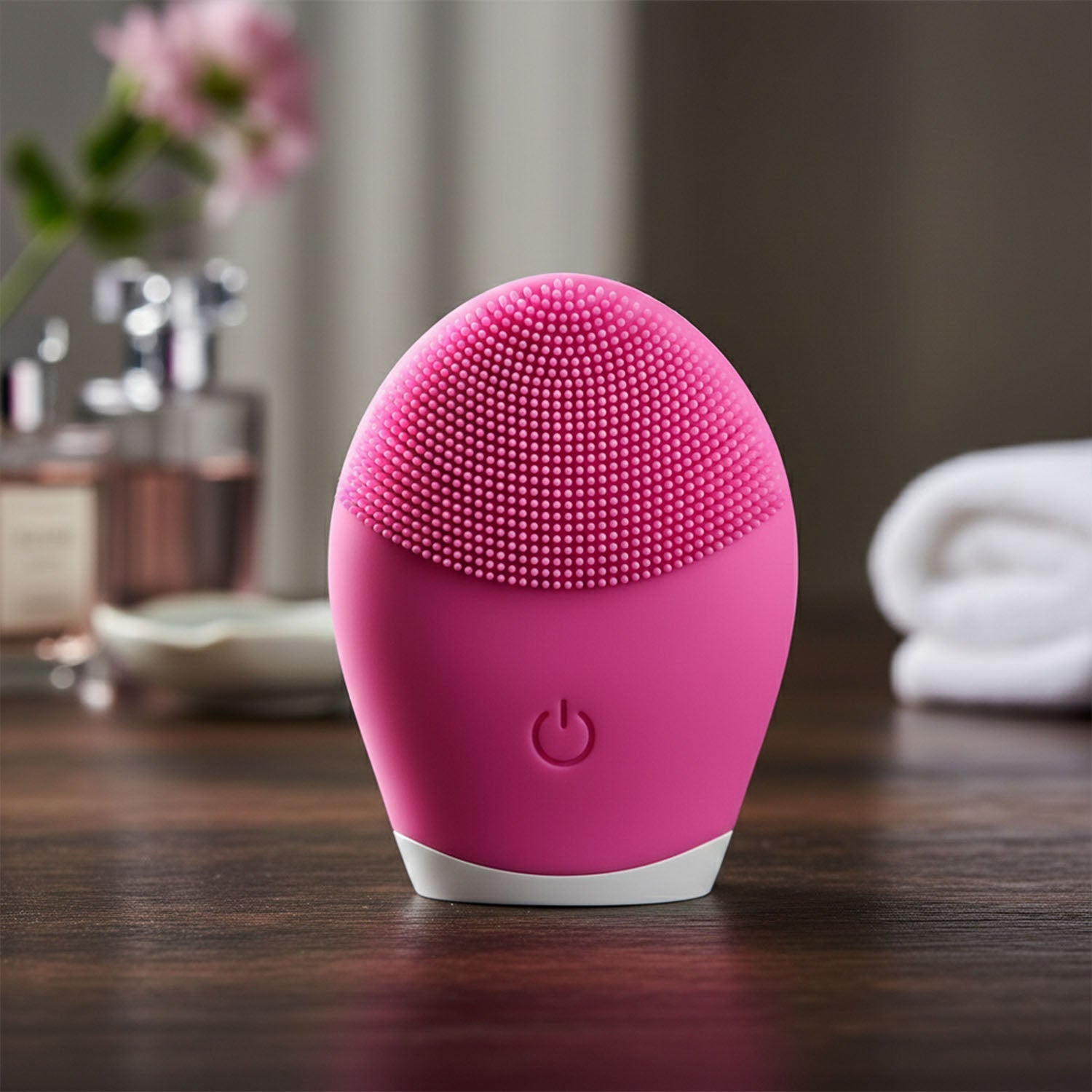 Electric silicone skincare brush used for deep pore cleansing