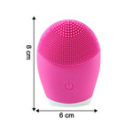 Compact size silicone electric facial cleansing brush with travel-friendly design