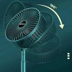 Angle view of foldable mini USB desk fan highlighting foldable hinge