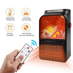 Compact electric room heater with clear digital temperature display on top.