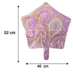 Multiple angle view of star marble foil balloon
