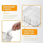 Oil draining stainless steel fryer basket with mesh