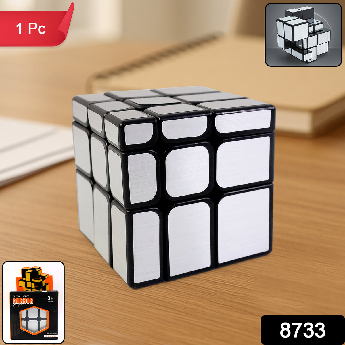 Mirror Cube  3x3 Puzzle Cube With Reflective Silver Surfaces