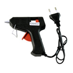 Hot melt adhesive gun featuring metal anti-drip nozzle for precision