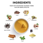 Green tea leaves and spices for herbal infusion