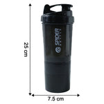 Size comparison showing compact 500ml protein shaker bottle