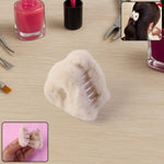 Fluffy plastic hair claw clip with plush texture on white background