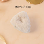 Top view of plush plastic hair claw clip showing grip design