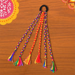 Multicolor hair extension accessory tied with elastic for easy use