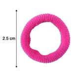 Display of hair tie size options in vibrant colors