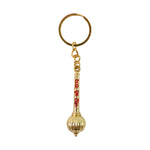 Detailed charm of mace design on Jai Shree Ram golden metal keychain