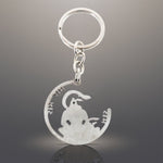 Jai Shri Ram Keychain attached to a set of keys, highlighting its secure ring.