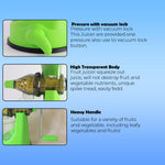 Close-up showing features of manual fruit and vegetable juicer
