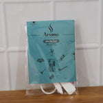 Complete hotel guest toiletry kit displayed with all items