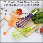Durable plastic balloon whisk perfectly suitable for egg and juice mixing.