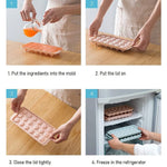 Detailed view of diamond cavity molds on plastic ice cube tray
