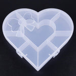 Back view of heart-shaped organizer box with bow designed lid and handle
