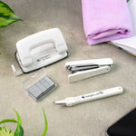 Close-up of Kangaro stapler and staples from premium stationery set