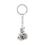 Bal Krishna Makhan Chor keychain displayed against a wooden backdrop