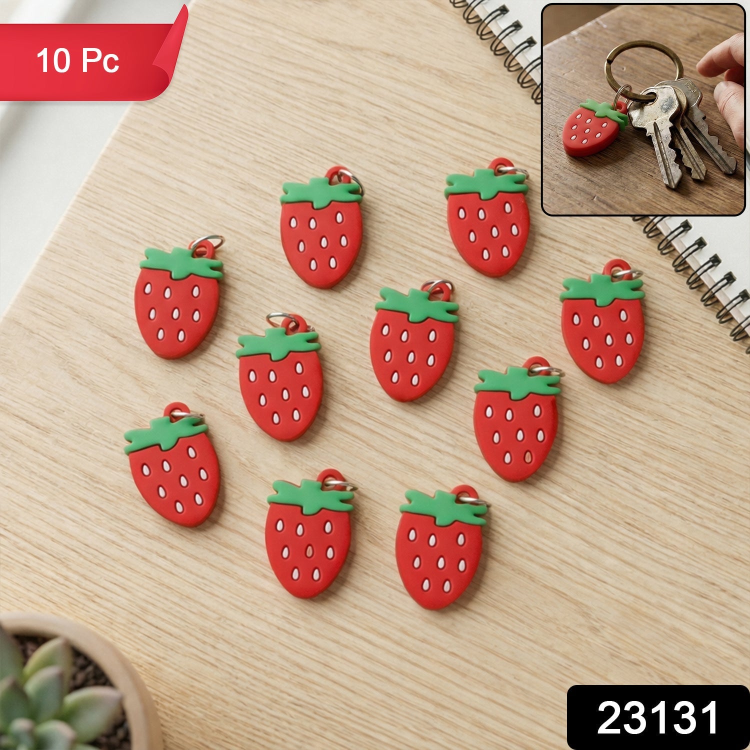 Cute strawberry design key ring for accessories