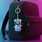 Silicone cartoon keychain pendant with metal chain for attachment