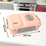 Dimension chart showing length 25 cm, width 18 cm, and height 7 cm of lunch box