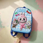Back view of small kids school backpack with cartoon design