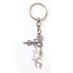 Compact devotional Krishna flute metal keychain in stainless steel