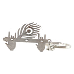 Durable metal Krishna Flute Keychain with auspicious peacock feather.