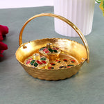 Close-up of the intricate peacock meenakari design on the pooja tray.