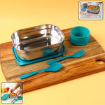 Premium stainless steel lunch box set featuring leak-resistant lid and cutlery
