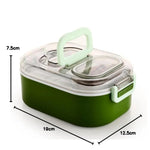 Compact dimensions of the leakproof lunch box and tumbler for easy portability.